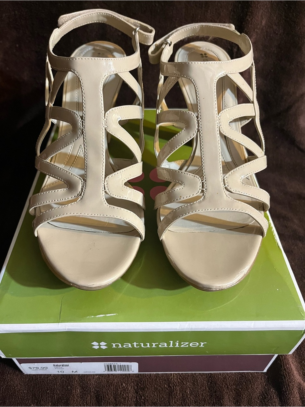 Naturalizer Nude Strappy T-Strap Heeled Sandals